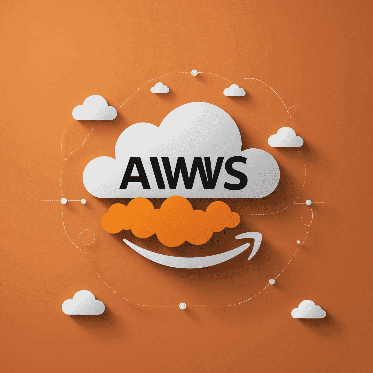 Logo Amazon Web Services przedstawiające pomarańczową chmurę z napisem AWS